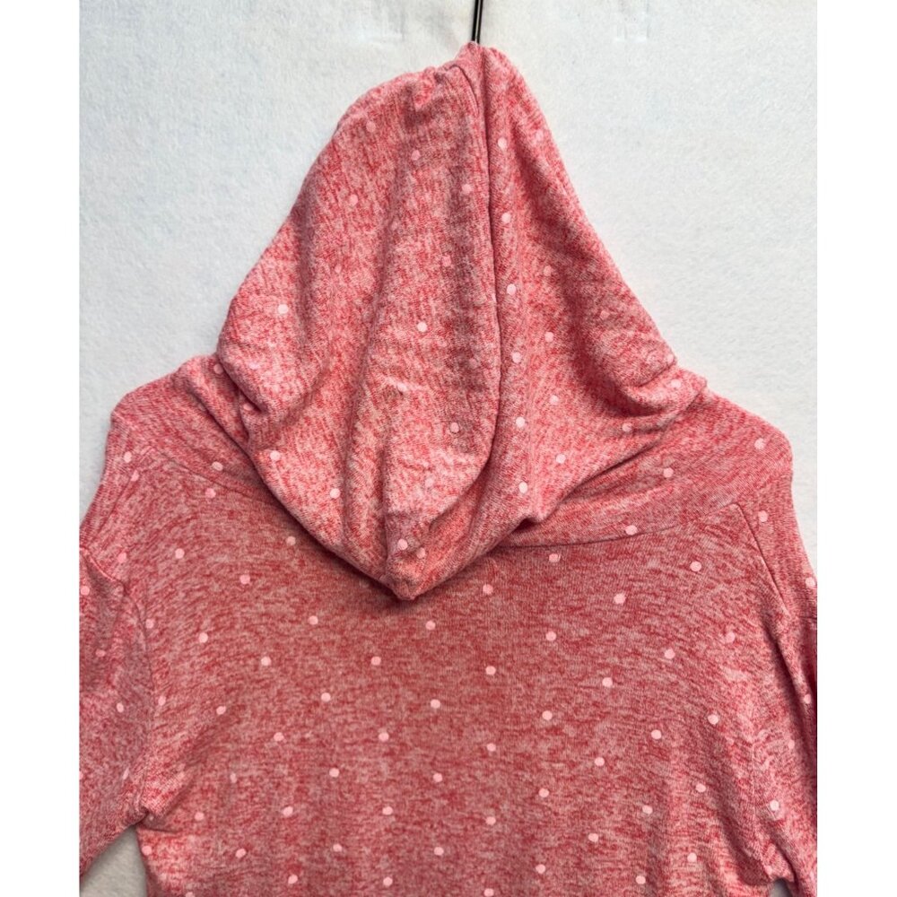 Red Heathered Hoodie W/ Gold Glitter Deer Print Polka Dot Pattern Size Small - Picture 8 of 9
